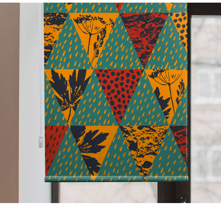 Geometrik çiçek deseni modern stor perde - TenStickers