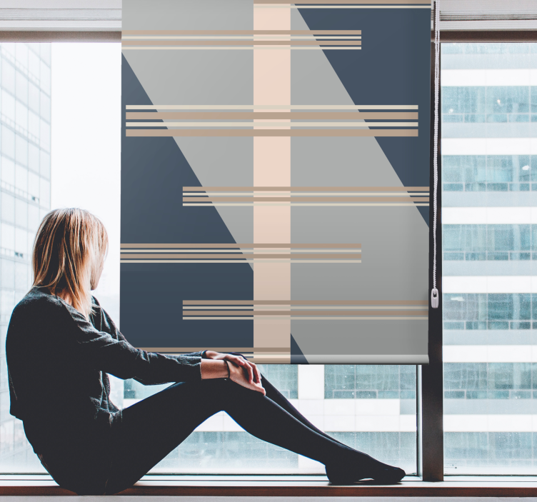 Geometrik çizgi teması modern stor perde - TenStickers