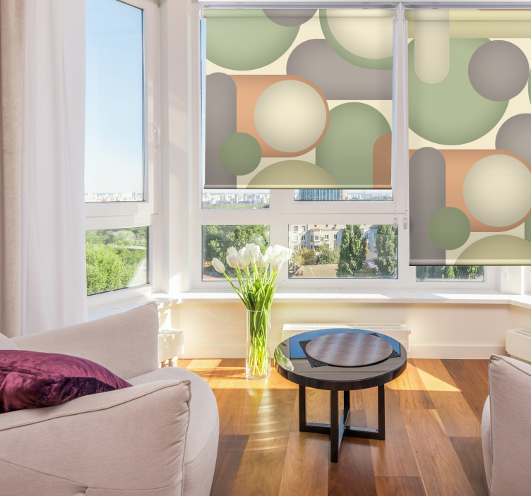 Geometrik daire düzenlemesi modern stor perde - TenStickers