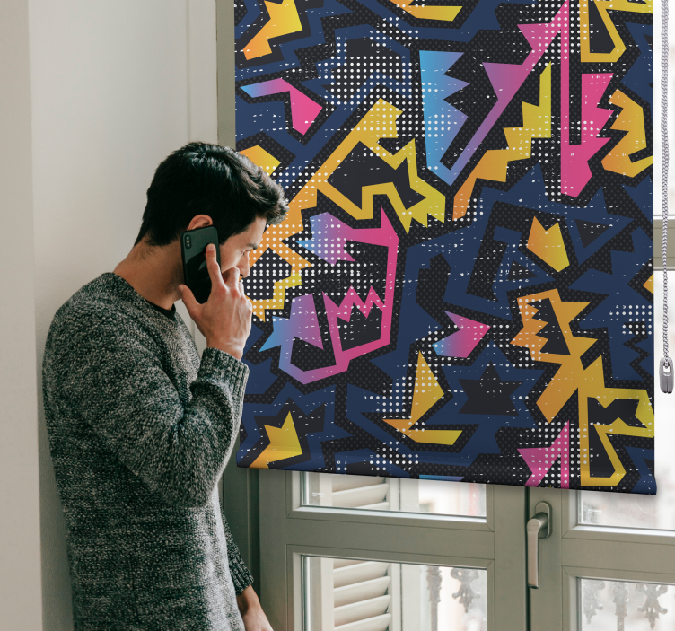 Geometrik grafiti genç Stor perde - TenStickers