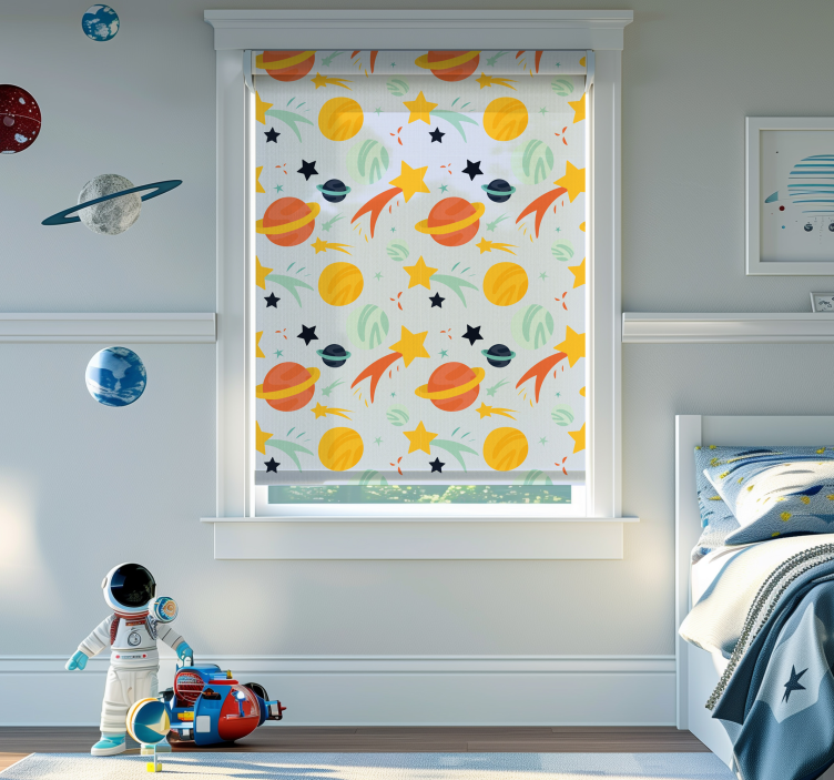 Gezegenler desen çocuk odası stor perde - TenStickers