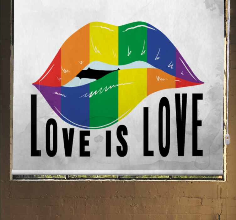 Gökkuşağı dudak sanatı metin ile stor perde - TenStickers