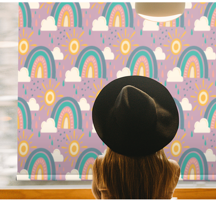 Gökkuşağı ve güneşler çocuk odası stor perde - TenStickers