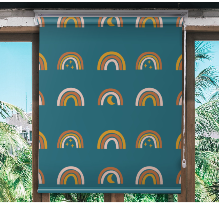 Gökkuşağı ve yıldızlar çocuk odası stor perde - TenStickers