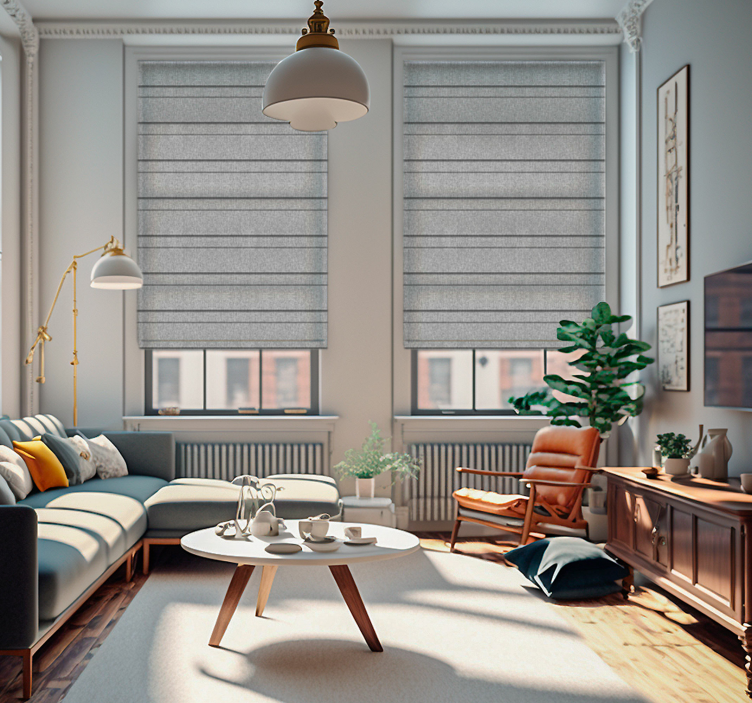 Gri şeritler oturma odası stor perde - TenStickers