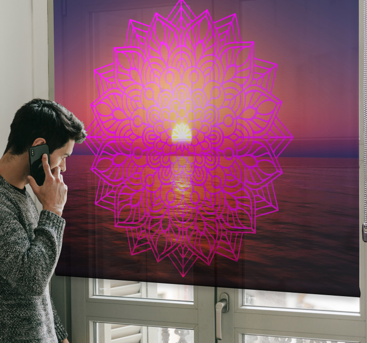 Güneşli mandala zen oturma odası Stor perde - TenStickers