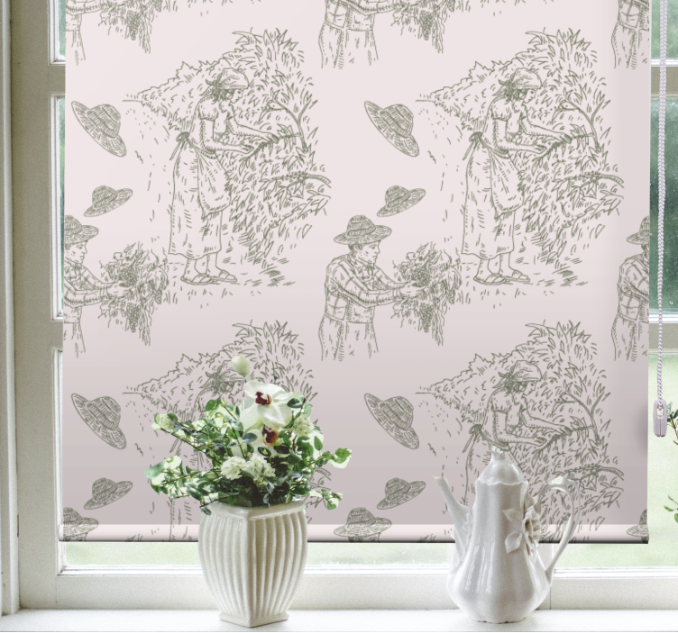 Hasat sahnesi vintage zarif stor perde - TenStickers