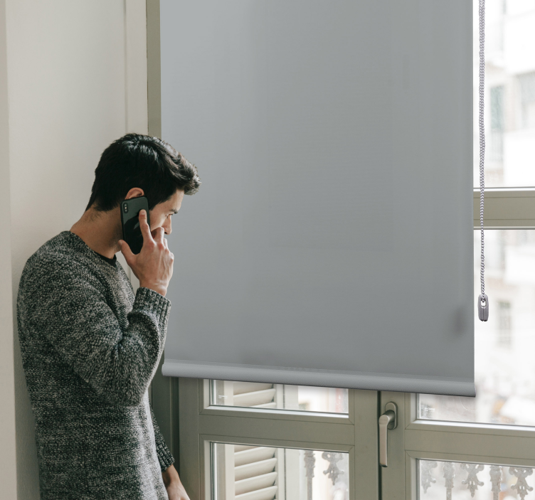 Inci gri renk oturma odası Stor perde - TenStickers