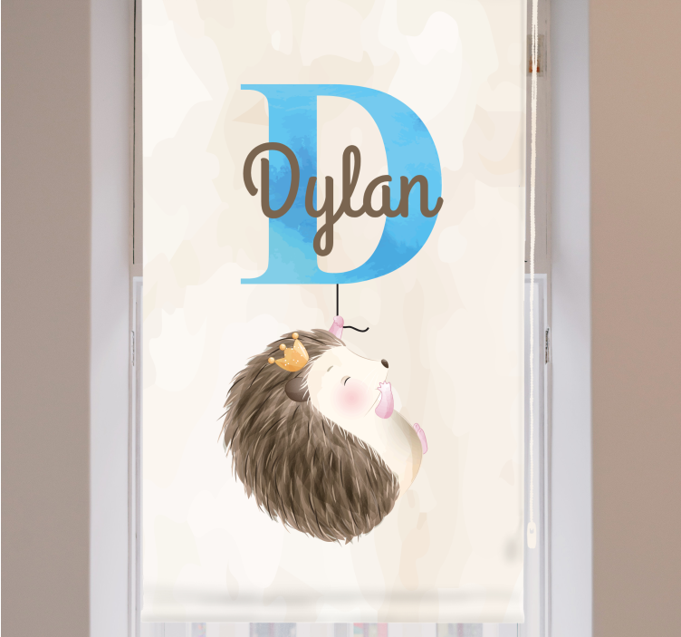 Baş harfi ve ismi olan kirpi çocuk odası stor perde - TenStickers