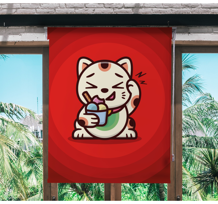 Kedi ödüllerin tadını çıkarıyor eğlenceli stor perde - TenStickers