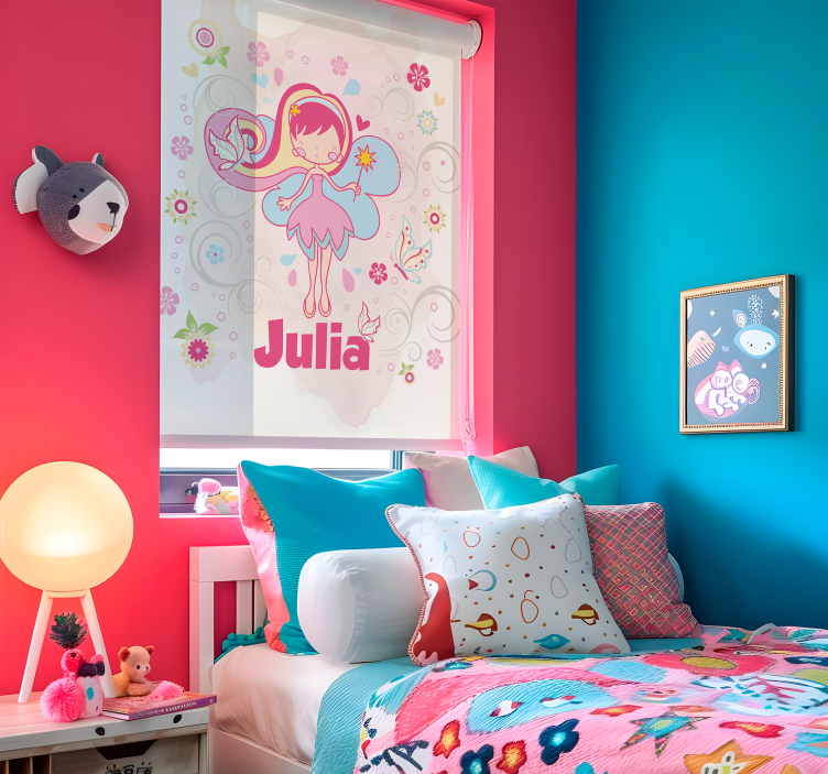 Kelebekler ile peri özelleştirilebilir stor perde - TenStickers