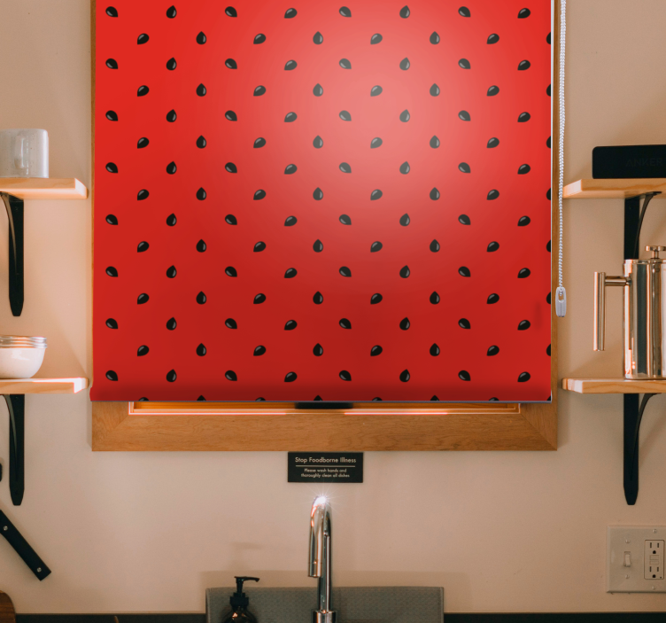 Kırmızı çilek deseni meyve ve sebzeler stor perde - TenStickers