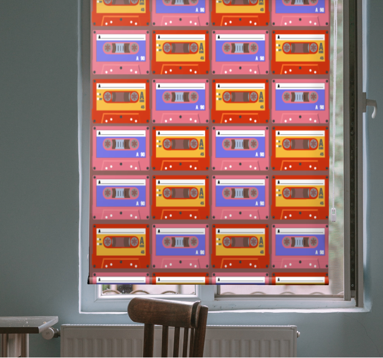 Kırmızı ve pembe 80'lerin kaset eski stor perde - TenStickers