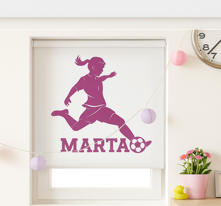 Kız futbolcu çocuk odası stor perde - TenStickers