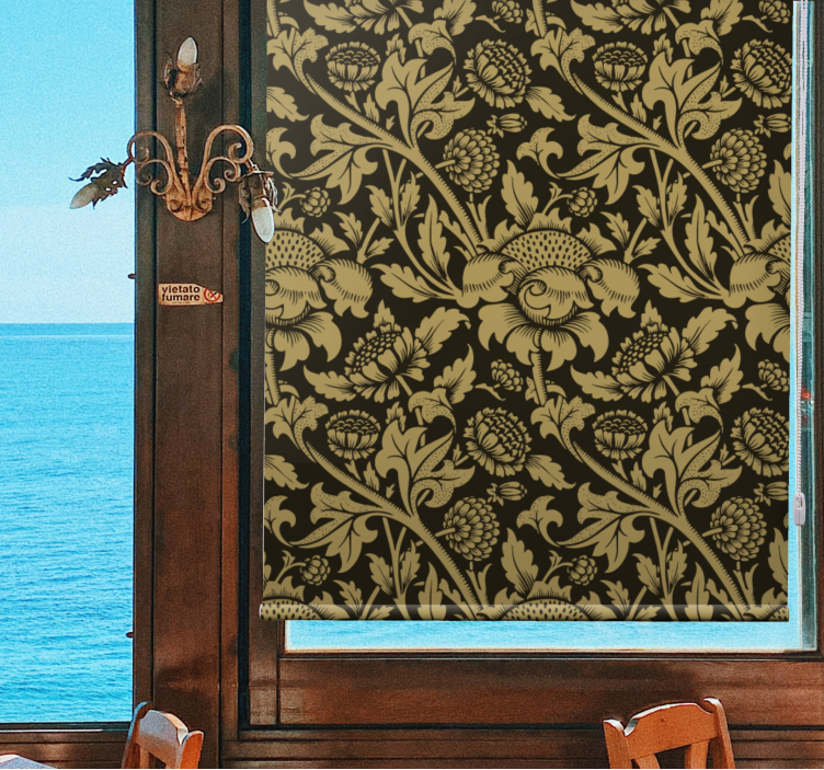 Klasik bej desen çiçek desenli stor perde - TenStickers