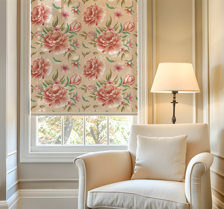 Klasik çiçek buketi romantik stor perde - TenStickers