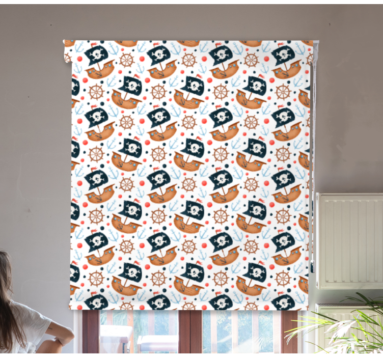 Korsan gemisi deseni çocuk odası stor perde - TenStickers