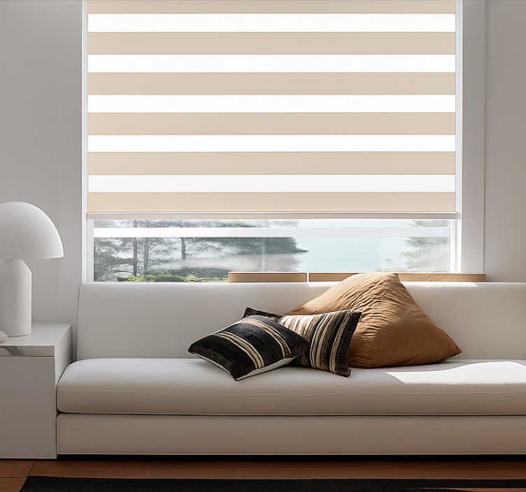 Krem ve beyaz yatay klasik stor perde - TenStickers