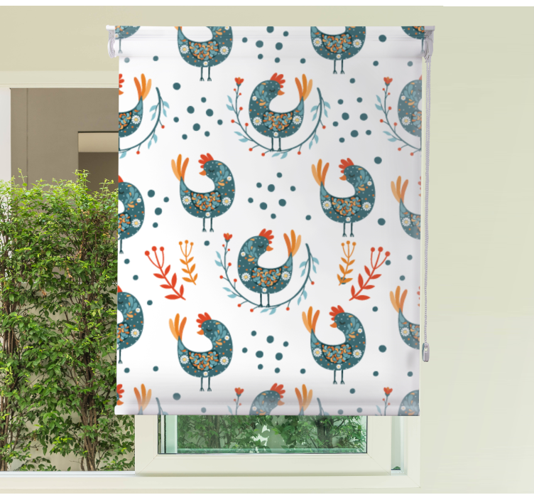 Mavi tüylü tavuk hayvanlar stor perde - TenStickers