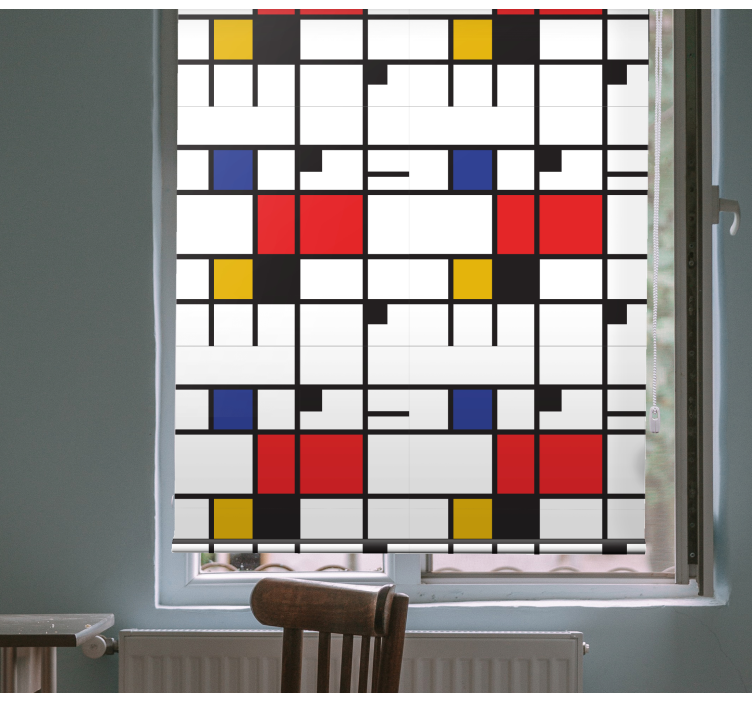 Mondrian geometrik sanat Stor perde boyama - TenStickers
