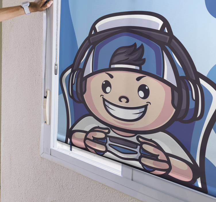 Neşeli karakter geek desenli stor perde - TenStickers