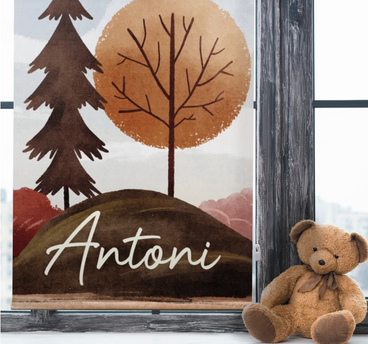 Isimde nordik orman çocuk odası stor perde - TenStickers