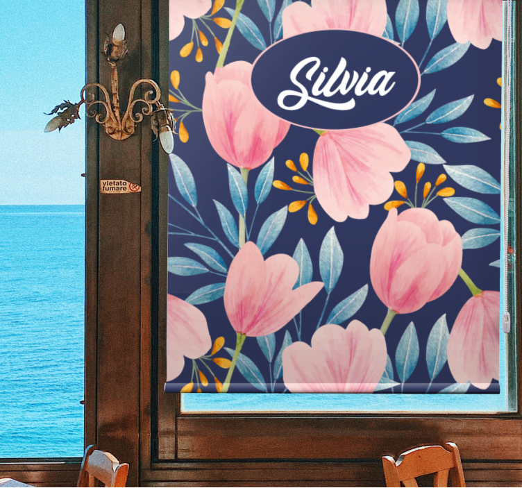 Pembe çiçek tasarımı çiçekler ve bitkiler stor perde - TenStickers