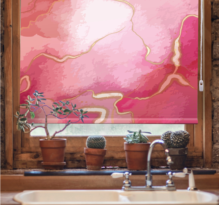 Pembe ve altın mermer efekti modern Stor perde - TenStickers