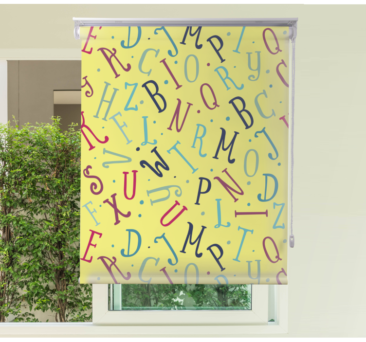 Renkli alfabe harfleri metin ile stor perde - TenStickers