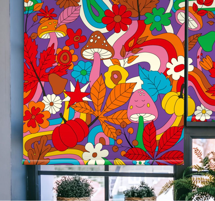 Renkli mantar fantezisi eğlenceli stor perde - TenStickers