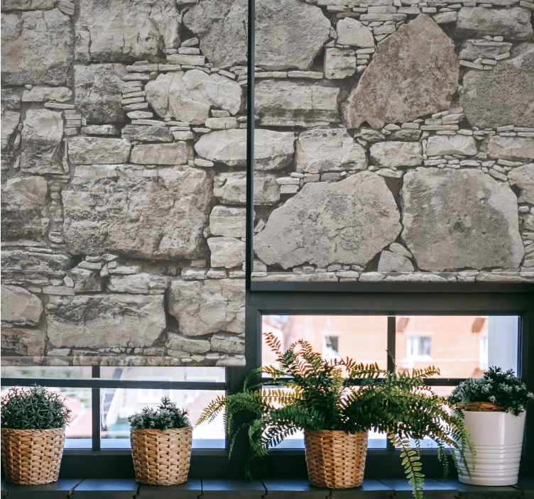 Rustik tarzı desen taşlar rustik Stor perde - TenStickers