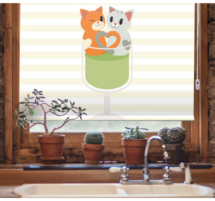 Sevimli kedi arkadaşları hayvanlar stor perde - TenStickers