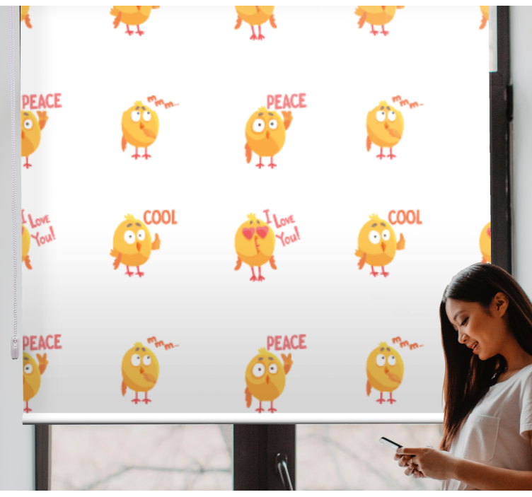 Sevimli kuş ifadeleri hayvanlar stor perde - TenStickers