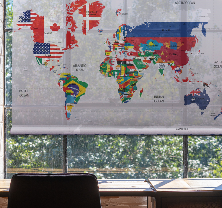 Siyasi dünya haritası Stor perde - TenStickers