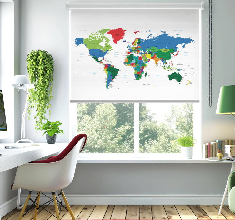 Siyasi haritacılık dünya haritası stor perde - TenStickers