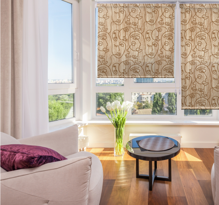 Soyut yüz desenleri modern stor perde - TenStickers