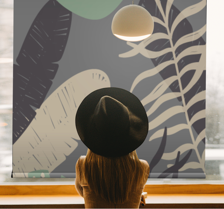 Tropikal yeşillik deseni çiçekler ve bitkiler stor perde - TenStickers