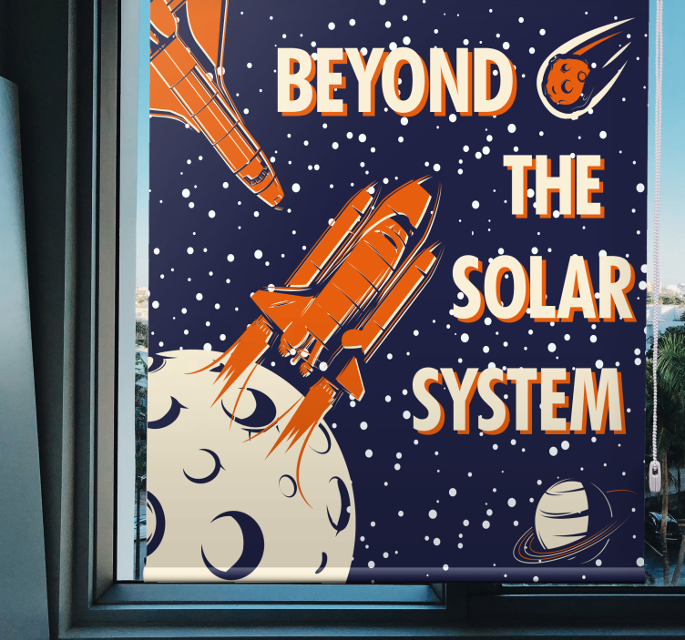 Uzay keşfi macerası geek desenli stor perde - TenStickers