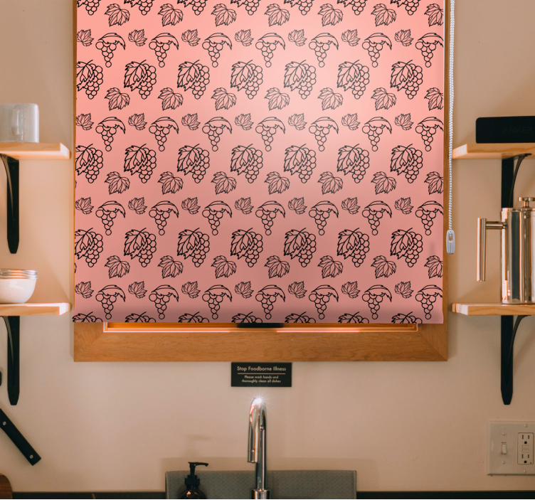 üzüm ve yaprak deseni meyve ve sebzeler stor perde - TenStickers