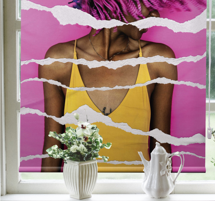 Yırtık kağıt etkisi desenli stor perde - TenStickers