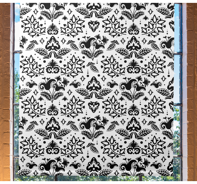 Zarif çiçek öğeleri çiçek desenli stor perde - TenStickers