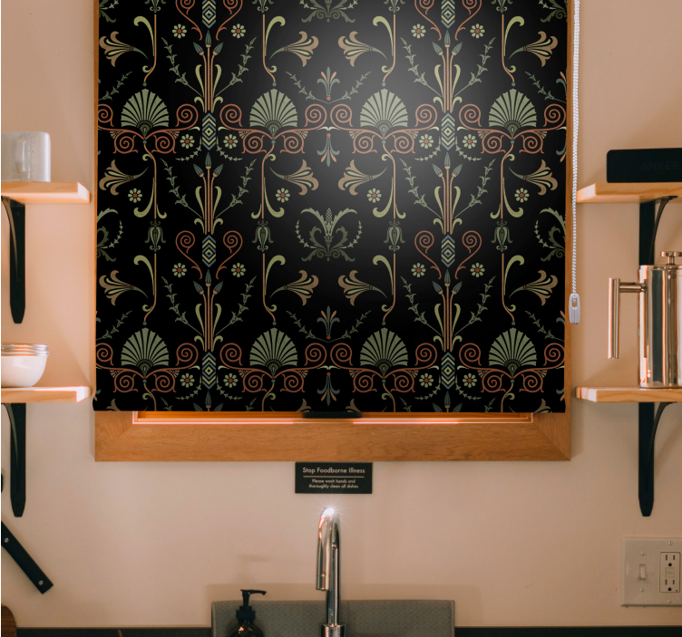 Zarif yaprak motifleri mutfak stor perde - TenStickers