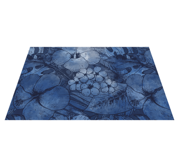 Mavi suluboya çiçek modern placemats - TenStickers