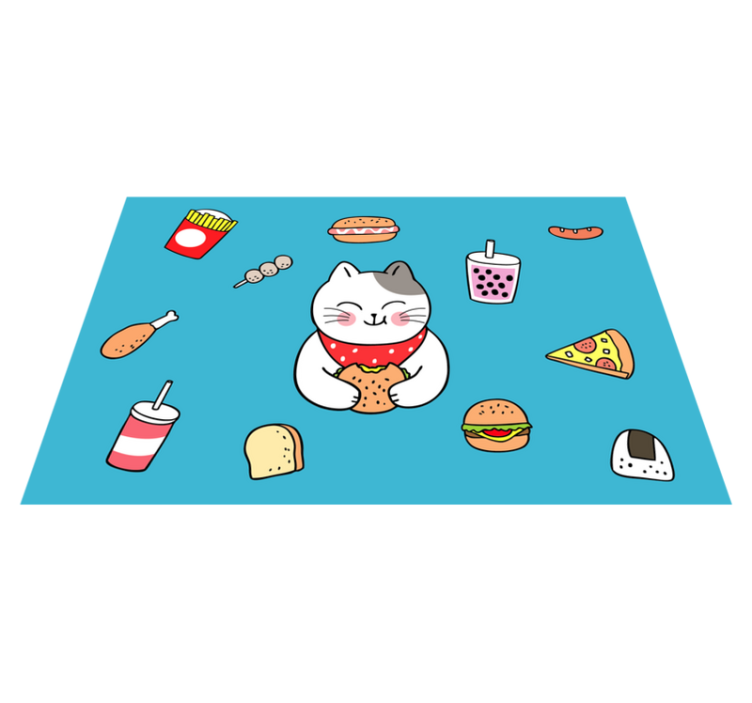 Güzel yemek yiyen kedi çocuk placemats - TenStickers