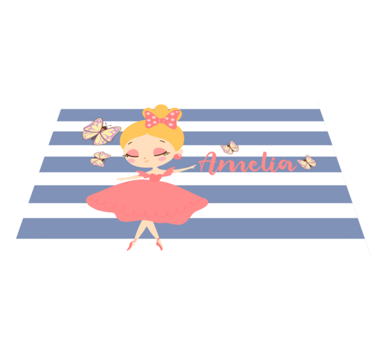 Pembe elbiseli prenses kelebekler placemats - TenStickers