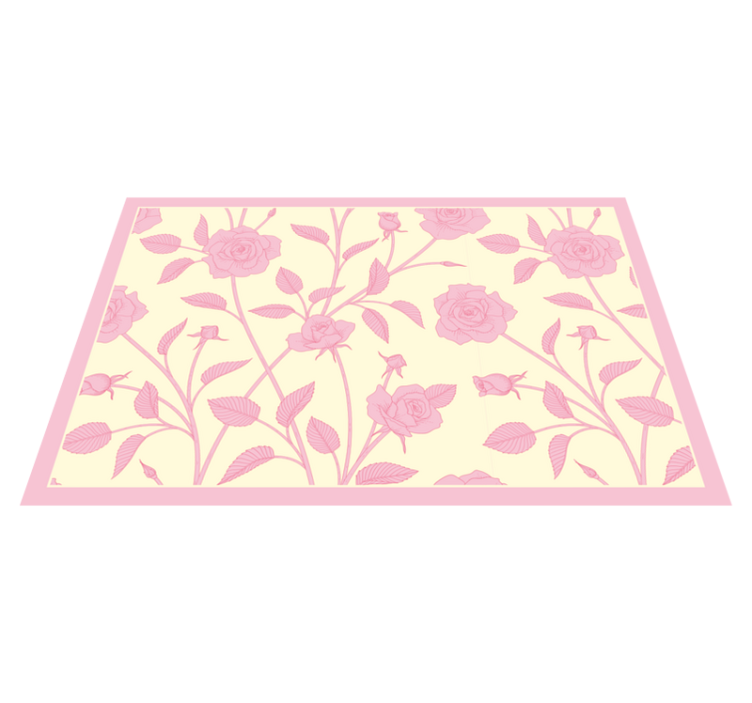 Pembe arka plan servis altlığı üzerinde vintage küçük güller - TenStickers