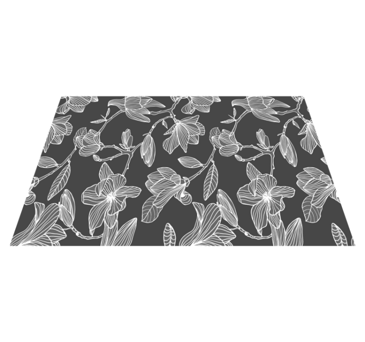 Beyaz ve gri manolya çiçek tasarım placemats - TenStickers