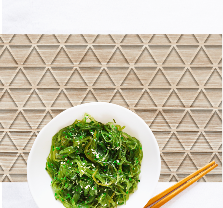 Ahşap efektli üçgen geometrik desen servis altlığı - TenStickers