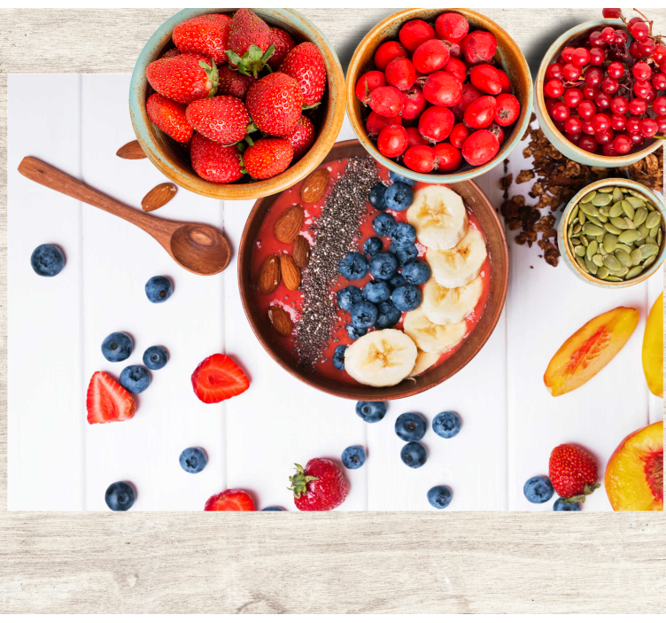 Ahududu vinil placemats ile güler yüzlü kase - TenStickers