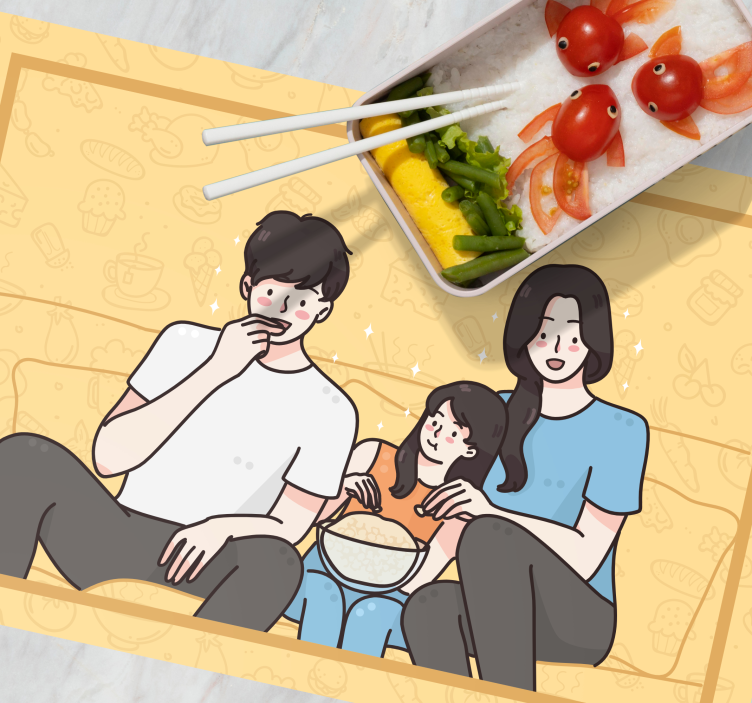 Birlikte yemek yiyen aile ev servis altlıkları - TenStickers